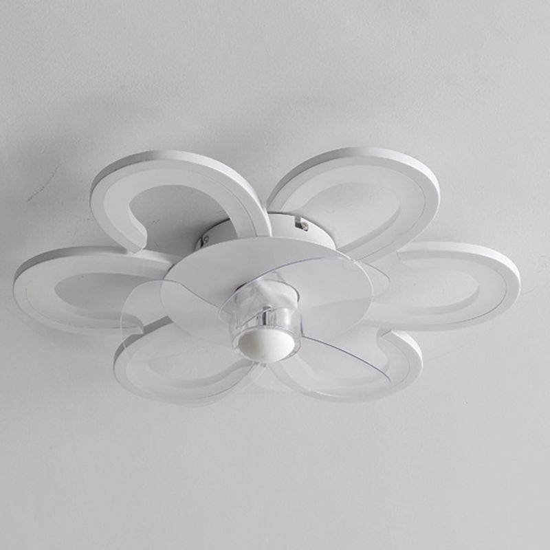 Contemporary Single White Ceiling Fan Lamp LED Acrylic Unique Ceiling Fan Light