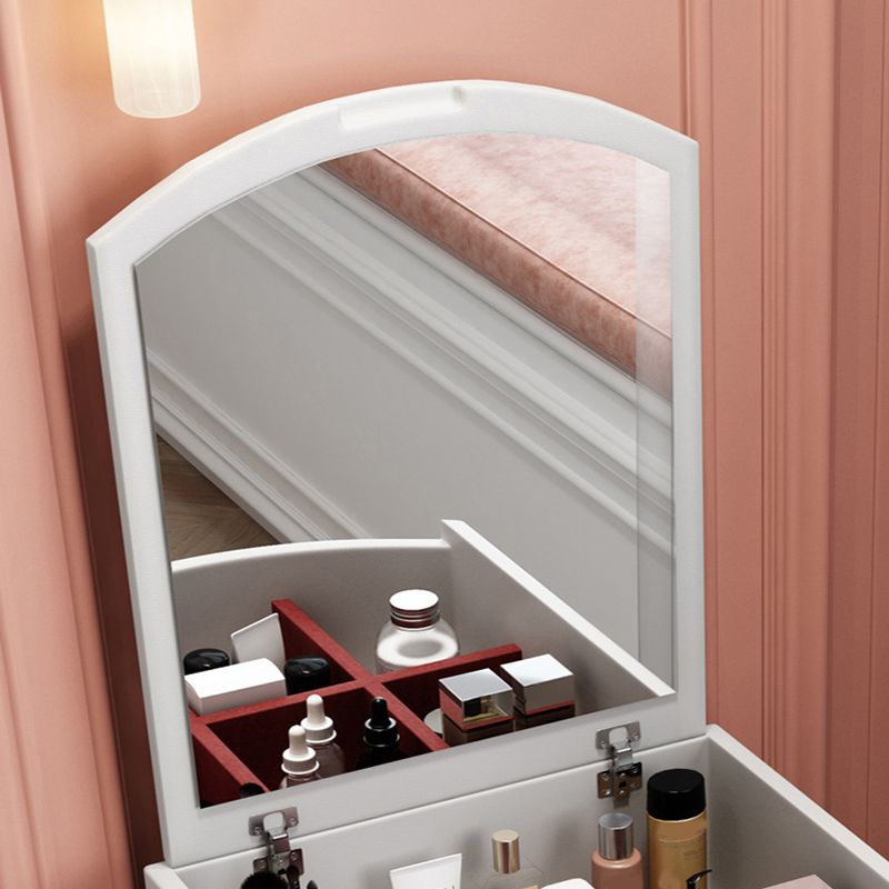 18.89" Wide Faux leather Vanity Set with Mirror and Drawer Glam Make-up Vanity