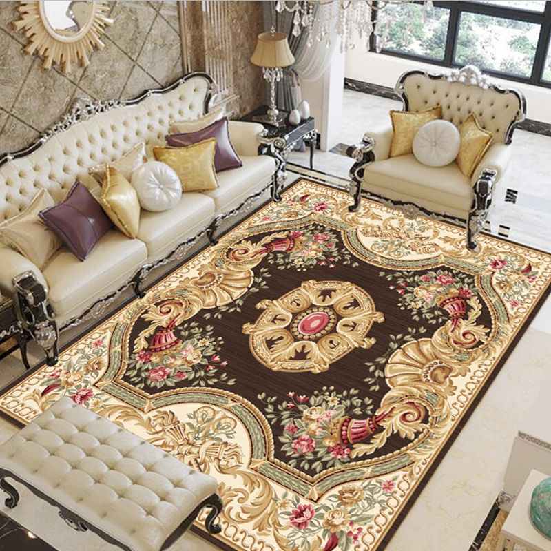 Olden Floral Patterned Rug Multi Color Synthetics Area Rug Non-Slip Backing Pet Friendly Carpet for Parlor