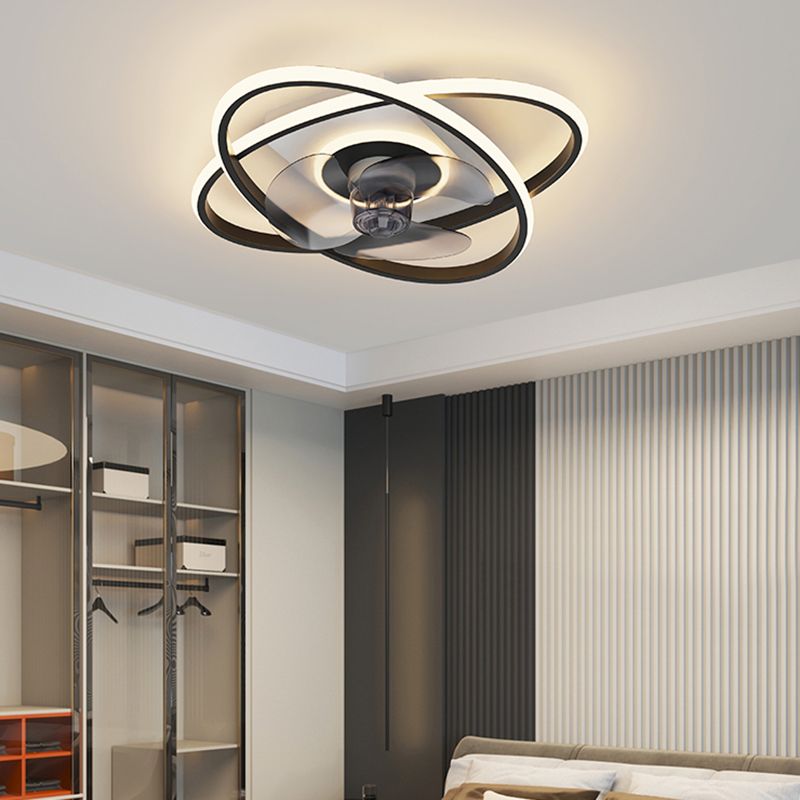 Metal Geometric Shape Ceiling Fans Modern 3-Lights Ceiling Fan Lamp Fixture