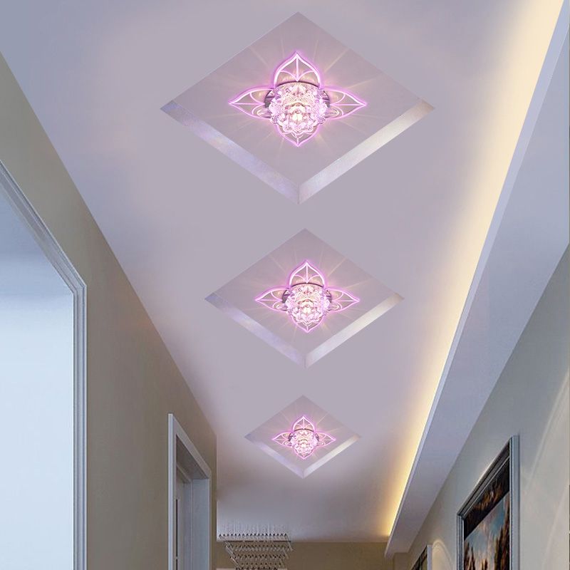 Blossom Crystal Flush Ceiling Light Contemporary Clear LED Flush Mount Lighting for Corridor