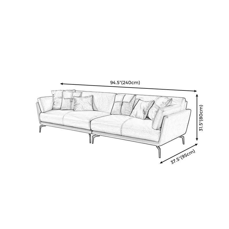 32" High Contemporary Square Arm Standard Sofa with Loose Back for Living Room, Brown