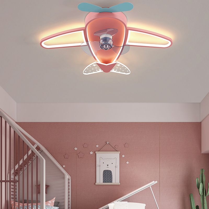 Modern Airplane Ceiling Fan Light Metal 3 Light LED Ceiling Fan for Kid's Room