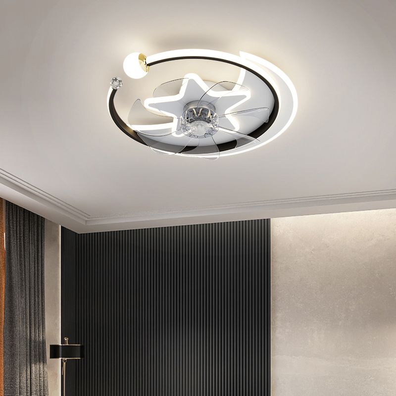 Modern Interior LED Ceiling Fan in 3 - Colors Metal and Acrylic Fan Lighting Fixture