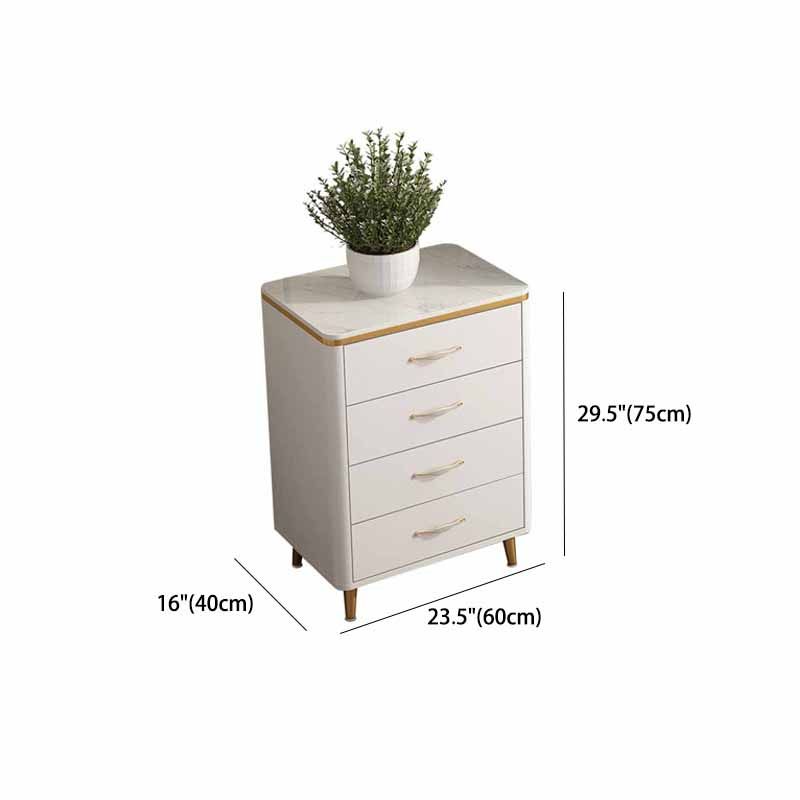 Classic Glam Stone Top Dresser White Storage Chest with Drawer for Bedroom
