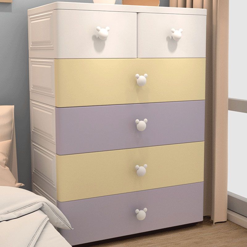 Scandinavian Kids Nightstand Plastic Nursery Dresser with 6 Drawers