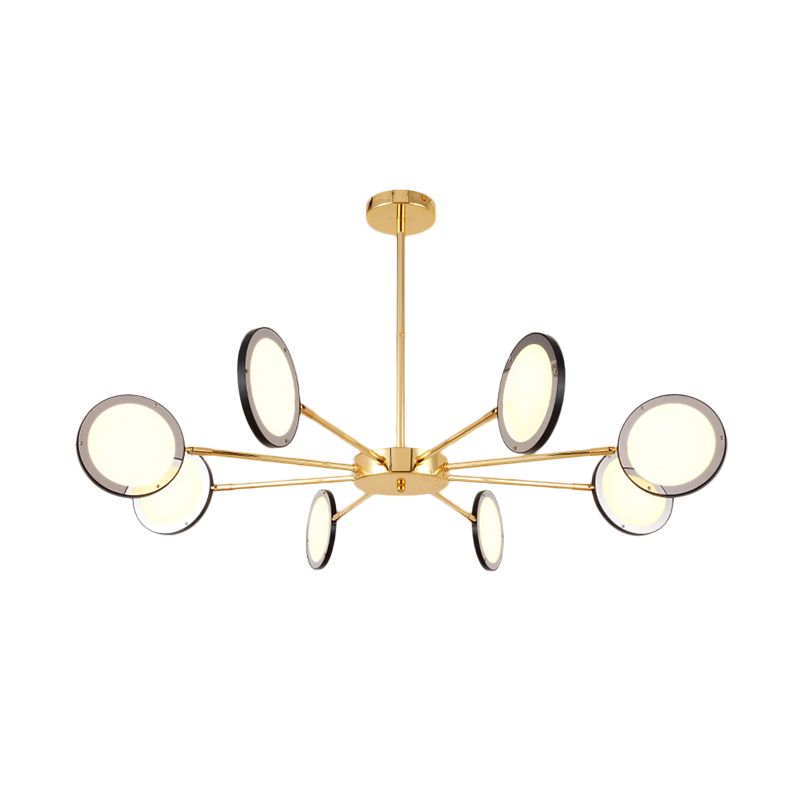 Gold Sputnik Hanging Ceiling Light Modernism 6/8 Lights Starburst Chandelier Lighting Fixture, Warm/White Light