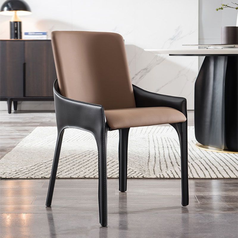 Modern Style Arm Chair Faux Leather Dining Chair for Dining Room