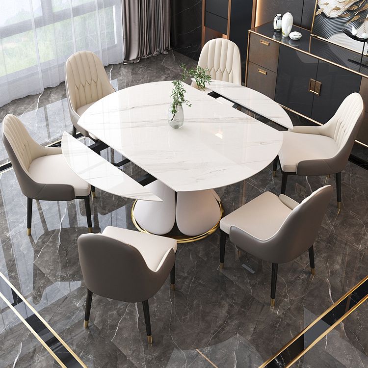 Modern Round Dining Table Sintered Stone Dining Table with Pedestal Base for Home Kitchen Dinner