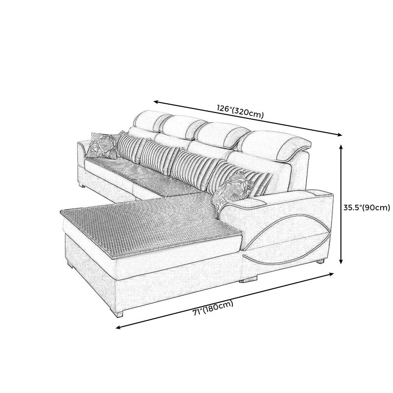 125.98" W √ó 70.87" D √ó 35.43" H High Back Square Arm Sectional with Slipcovered