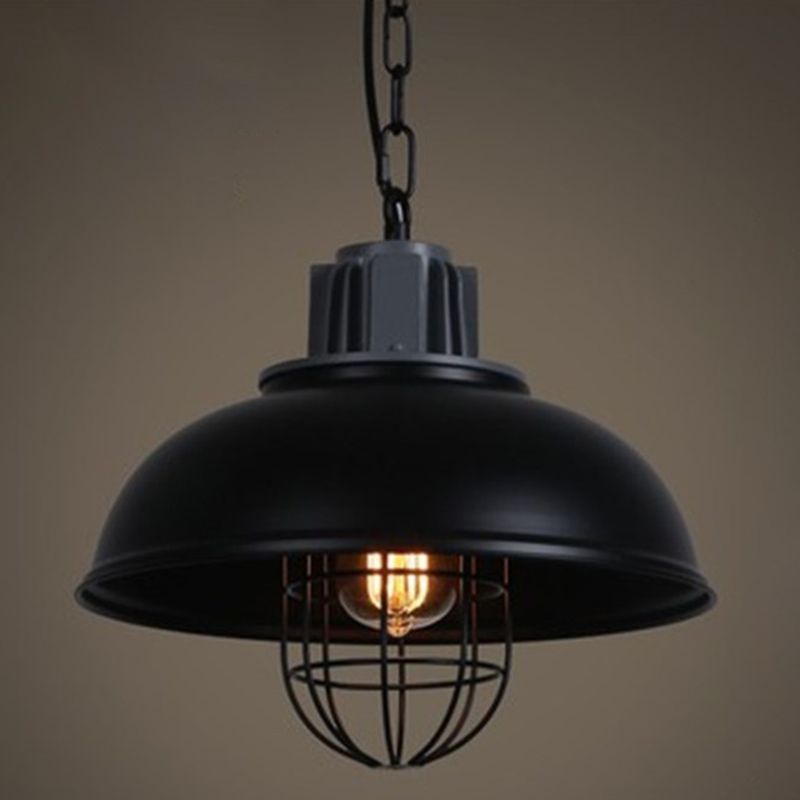 Black Wire Cage Hanging Pendant Light Industrial Metal Restaurant Pendant Ceiling Light