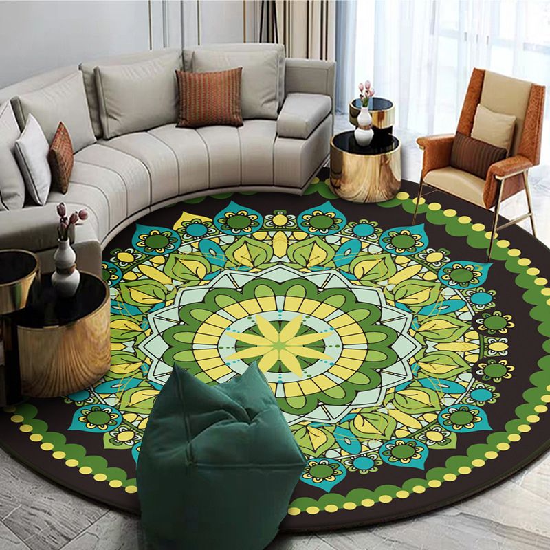 Gorgeous Moroccan Area Rug Multi-Color Flower Print Rug Non-Slip Backing Carpet for Living Room