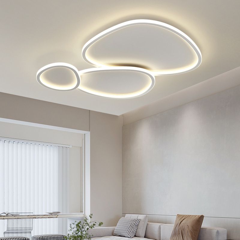 Geometric Mount Lighting Modern Metal Flush Ceiling Light in White