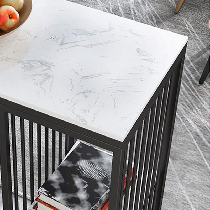 Modern Marble and Metal Bistro Bar Desk with Storage Indoor Bistro Bar Table