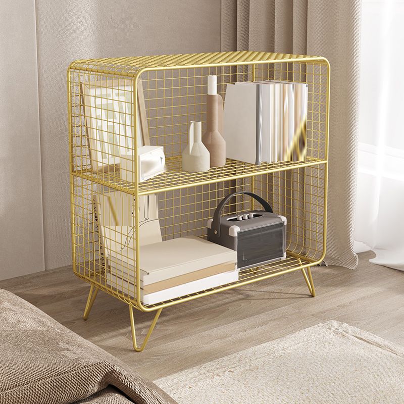 Contemporary Iron Nightstand Open Storage Night Table with Legs