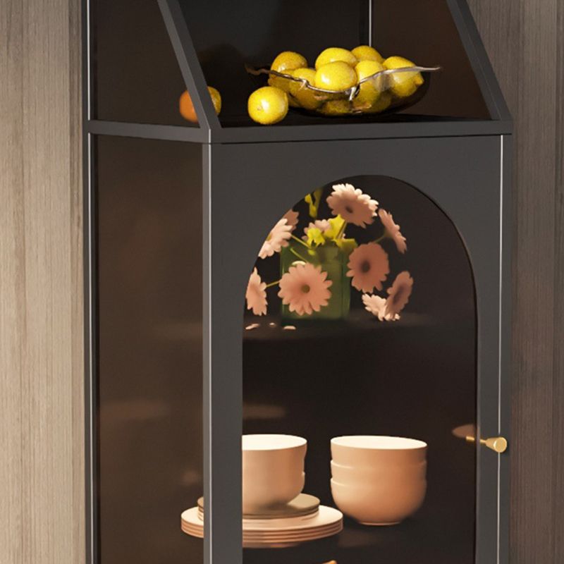 Industrial Curio Cabinet Metal Glass Doors Display Cabinet with 1 Door for Living Room