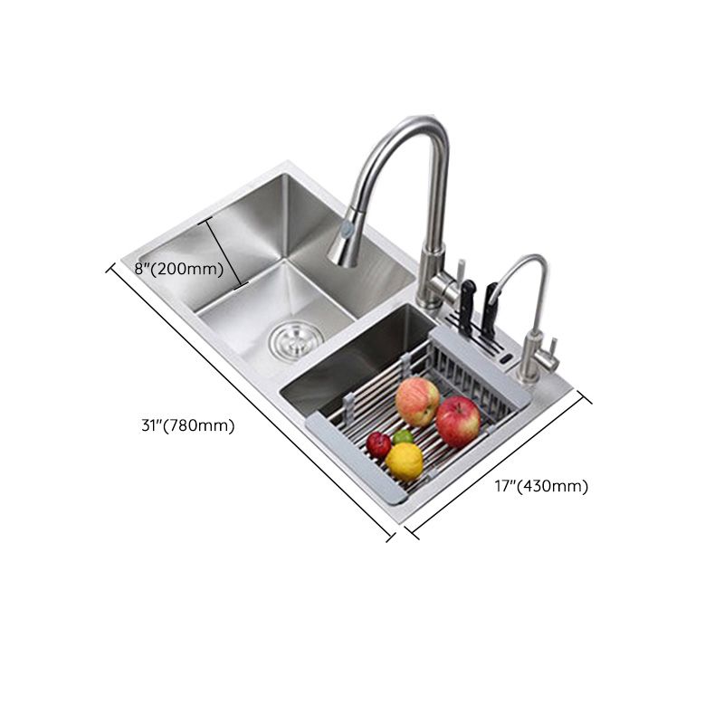 Double Basin Kitchen Sink Contemporary with Drain Assembly Sink