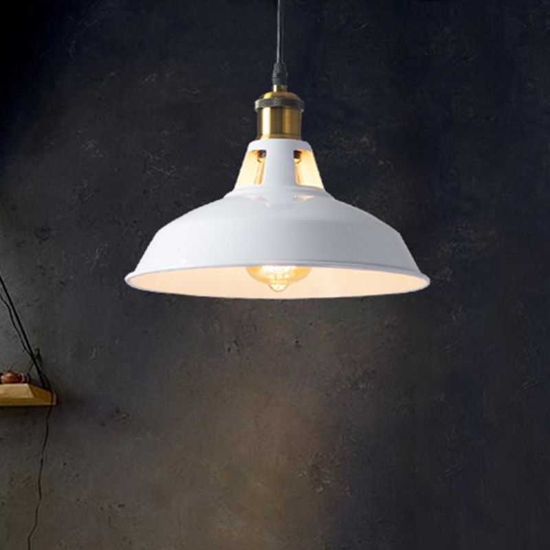 Metallic Pot Lid Suspension Lighting Retro Style 1 Head Restaurant Pendant Ceiling Light