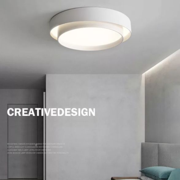 Modern Minimalist LED Ceiling Light Wrought Iron Circular Flush Mount with Acrylic Shade