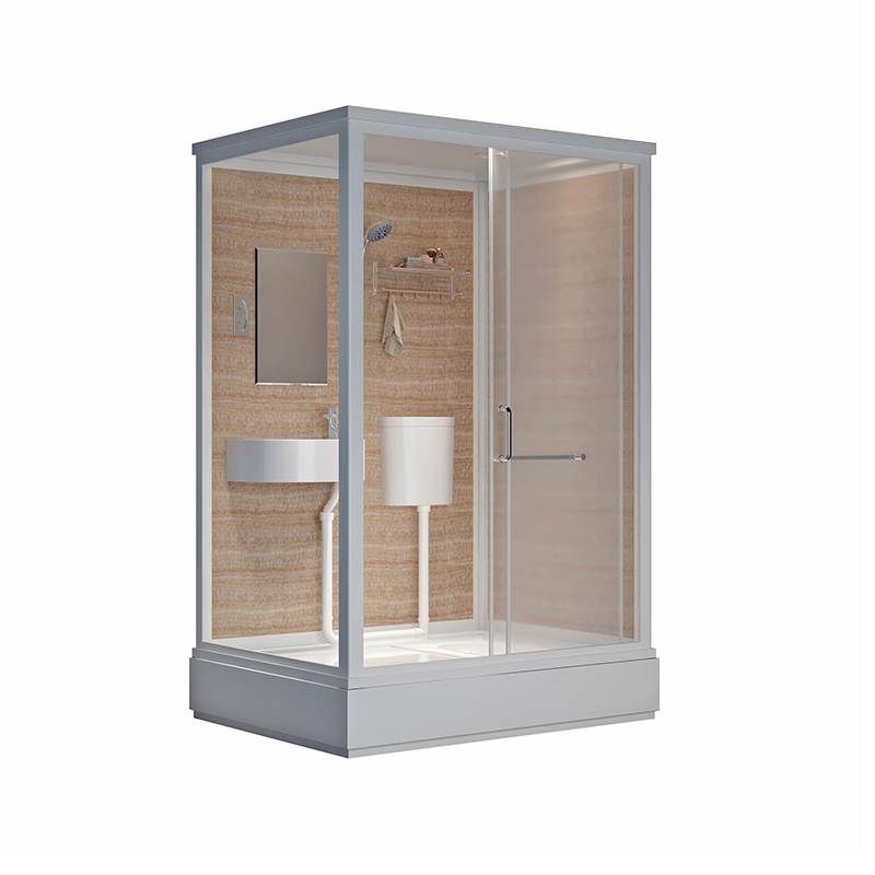 Rectangle Tempered Glass Shower Stall Frosted Semi-Frameless Shower Stall