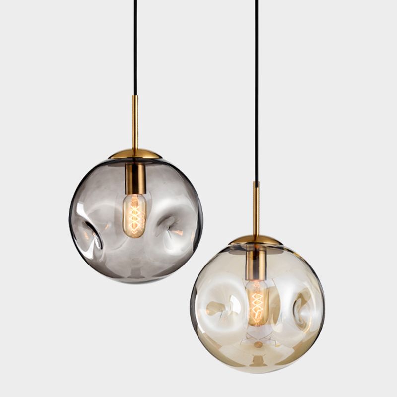 Contemporary Down Mini Pendant Glass Global Hanging Ceiling Light with 1 Light