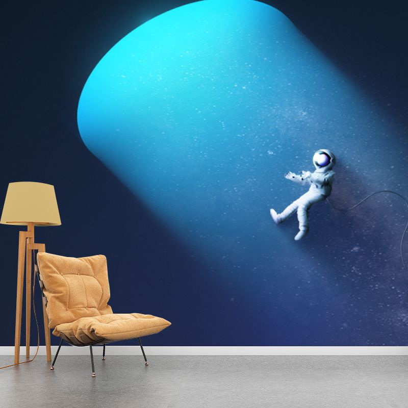 Sci-Fi Night Space Astronaut Mural Decal Blue Waterproofing Wall Covering for Home