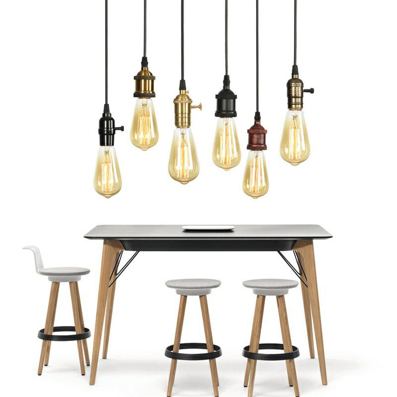 Edison Bulb Pocket en aluminium Pendant Light Light Industrial Single Salle Room suspendu Lamping en noir