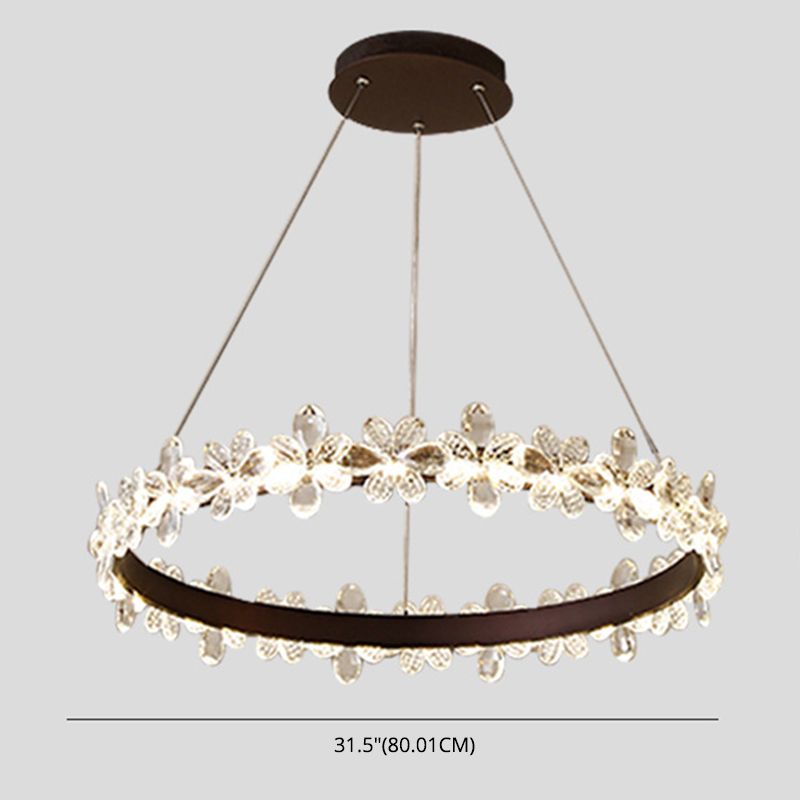 Modern Circular Pendant Chandelier Crystal Hanging Lamp