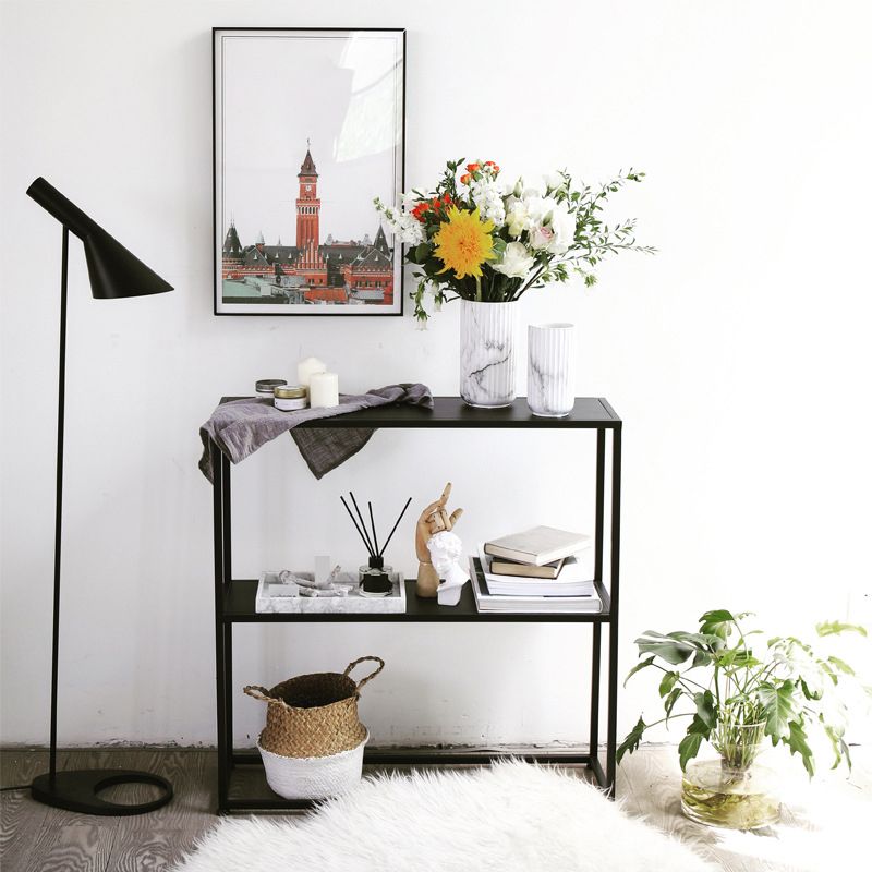 31.5" Tall Modern Console Table Iron Accent Table with Shelf