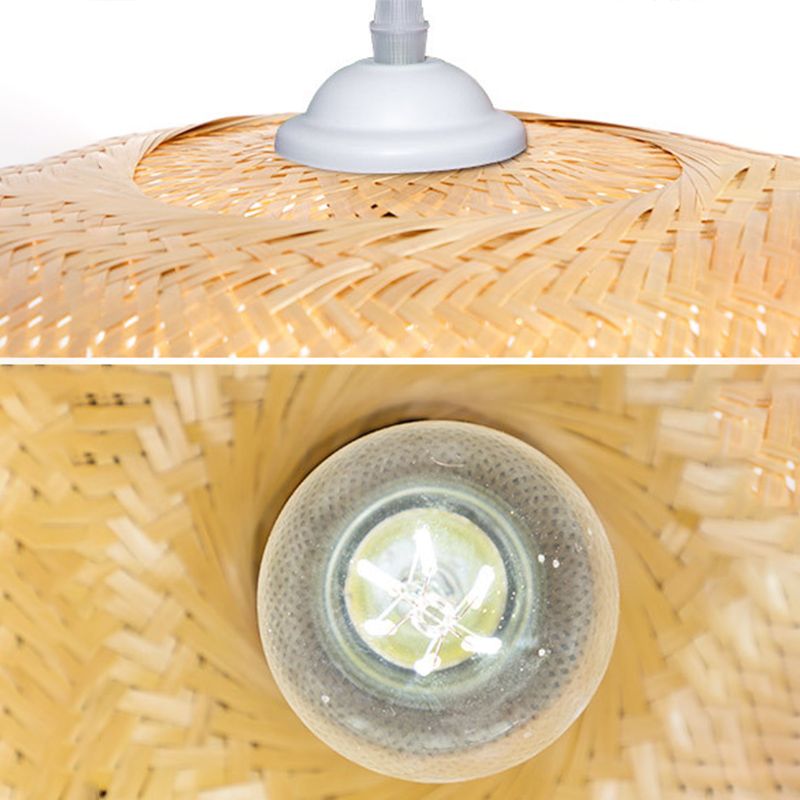 Chinese Handmade Pendant Lighting Fixtures Rattan Hanging Light with Hanging Cord for Restaurant