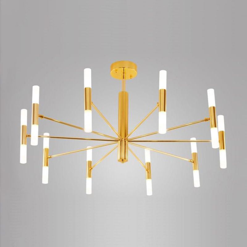 Radial Shaped Living Room Ceiling Lighting Metallic Postmodern LED Chandelier Light Fixture