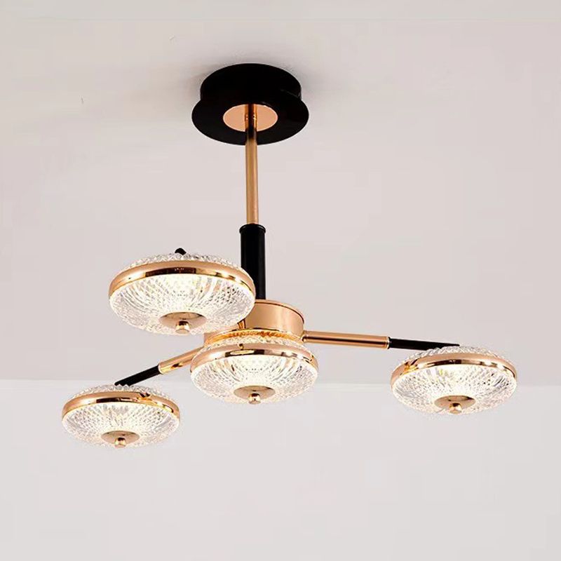 Metal Round Shape Hanging Ceiling Light Modern Multi Lights Hanging Light in Gold