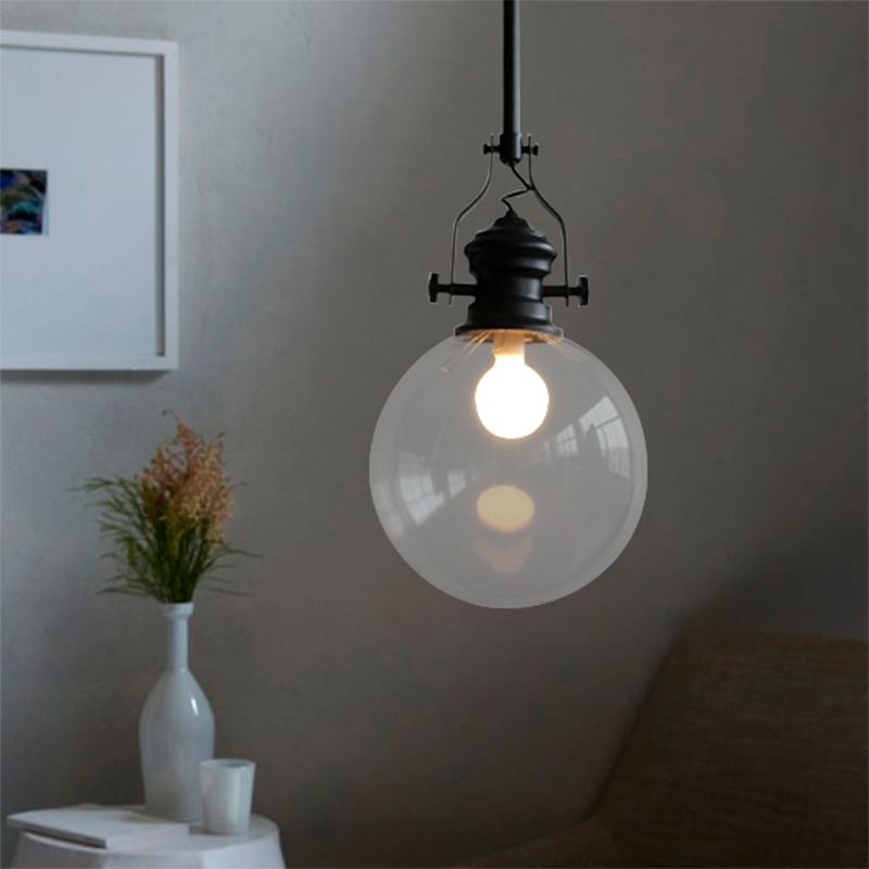 Globe Pendant Light Industrial Industrial 8 "/ 10" de largeur simple Light Glass Place de suspension en noir