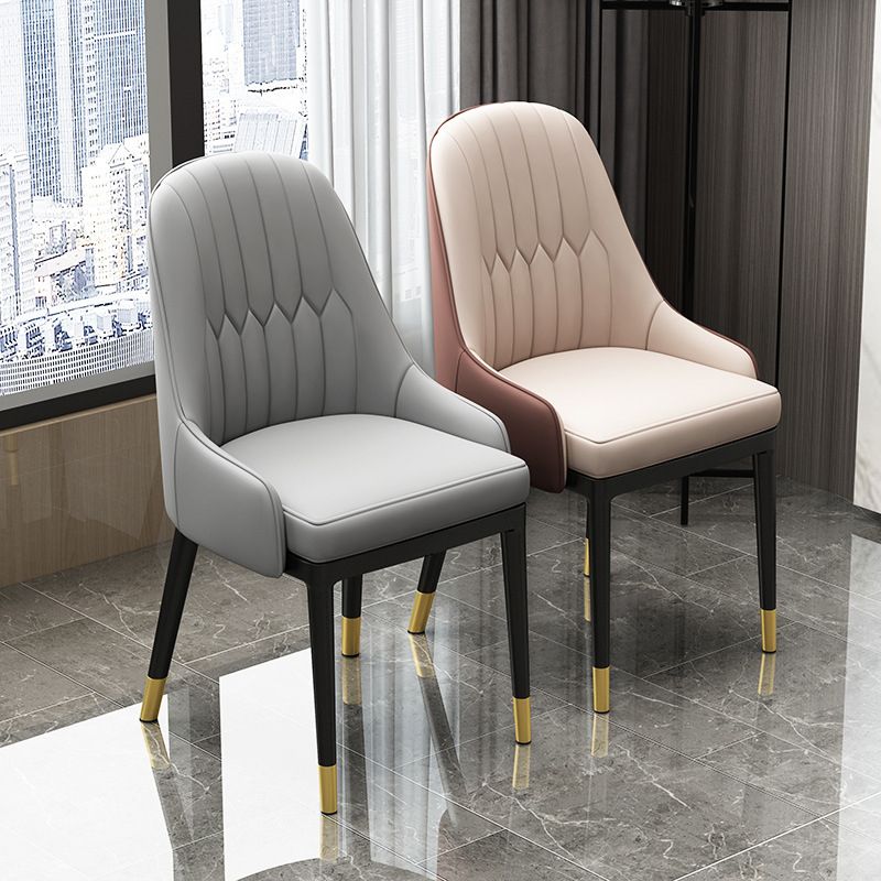 Glam Faux Leather Dining Chairs Metal Armless Dining Chair for Home Use