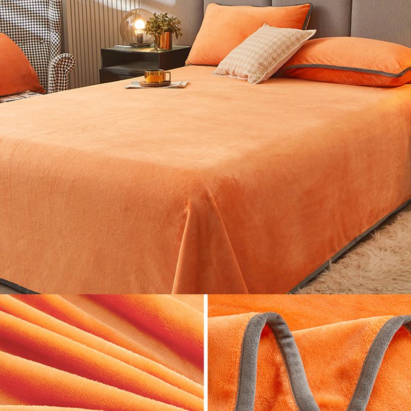 Modern Bed Sheet Set Polyester Solid Color Flannel Fade Resistant Fitted Sheet