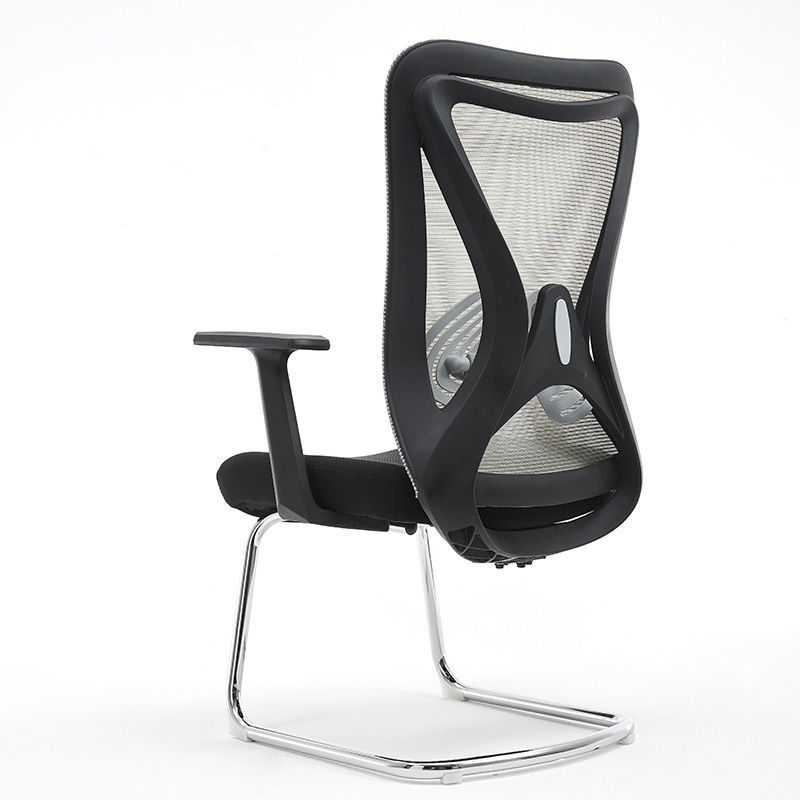 Fixed Arms Office Chair No Wheels Modern Upholstered No Distressing Desk Chair