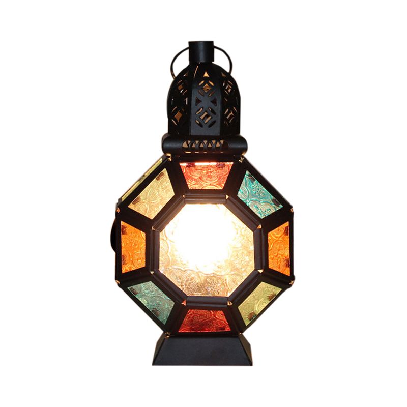 Kid Bedroom Turtle Shell Desk Light Stained Glass 1 Light Moroccan Table Light in Black Finish