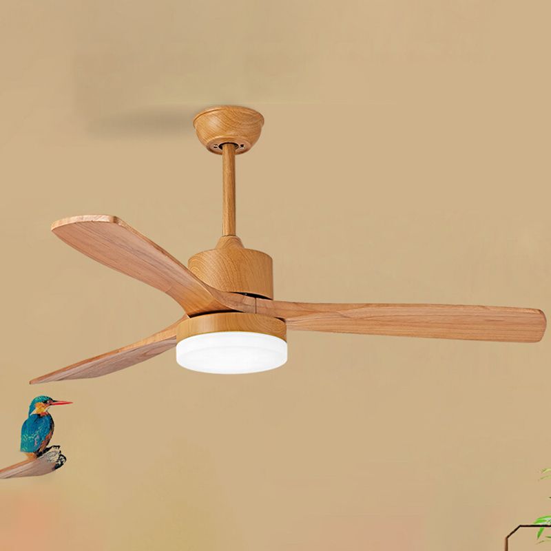 Nordic Style LED Ceiling Fan 52" Wooden Fan Lighting for Living Room