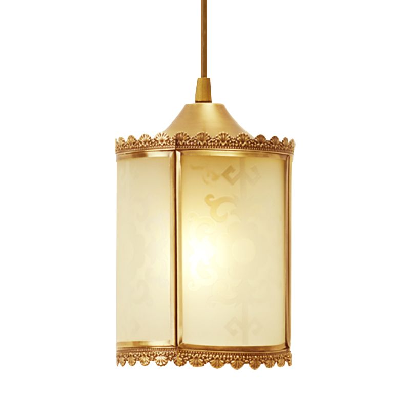 Messingzylinder Anhänger Beleuchtung Vintage Opalglas 1 Leichter Esszimmer Hanging Deckenlampe