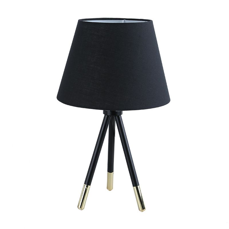 Empire Shade Tripod Night Lamp Nordic Style Fabric Single Black/White Table Stand Light