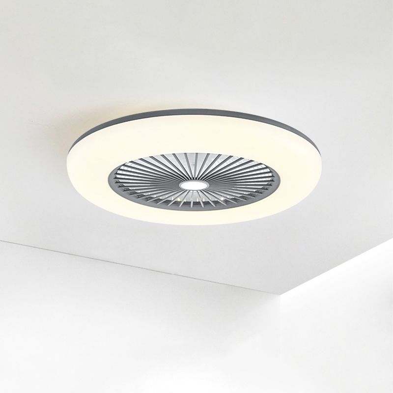 1-Light Round Flush Mount Lamp Modern Style Metal Fan Ceiling Lighting