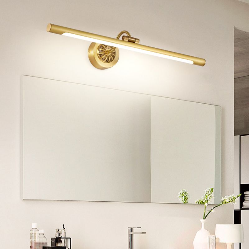 Single Contemporary Bathroom Vanity Light Linear LED Bath Bar in Golden Finish