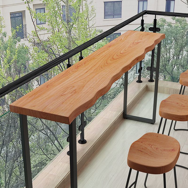 Modern Wood Bar Table with Rectangle Table Top Black Sled Table with 42-inch Height