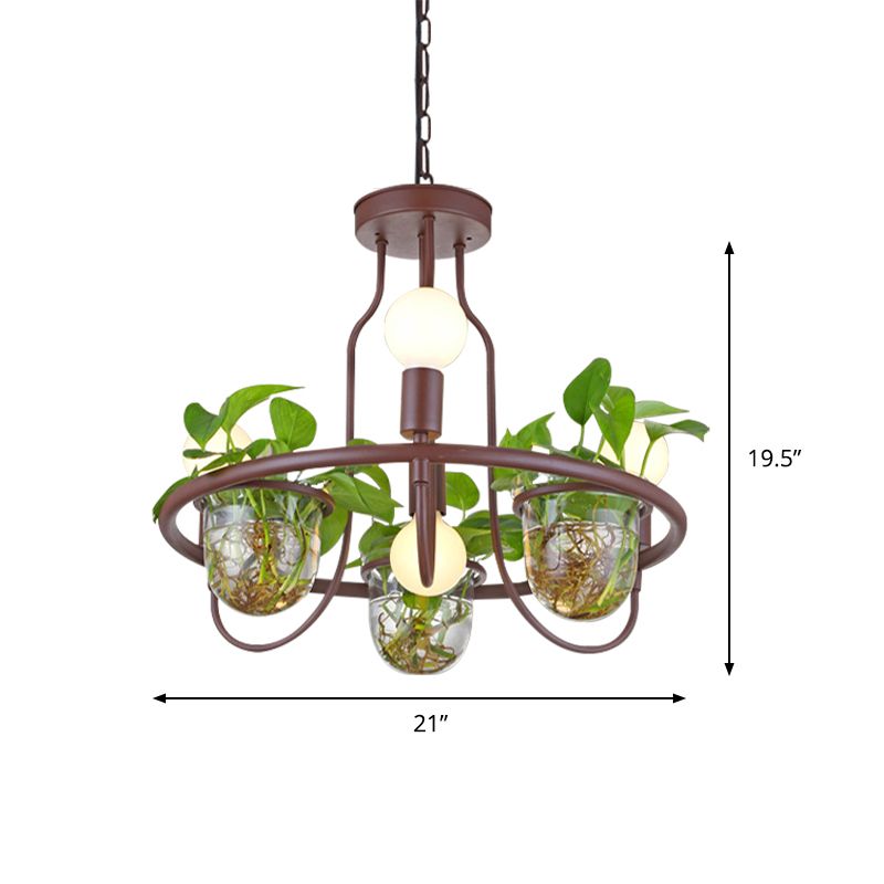 1/2-Tier Metal Chandelier Light Industrial 4/7/10 Bulbs Living Room LED Hanging Lamp in Coffee