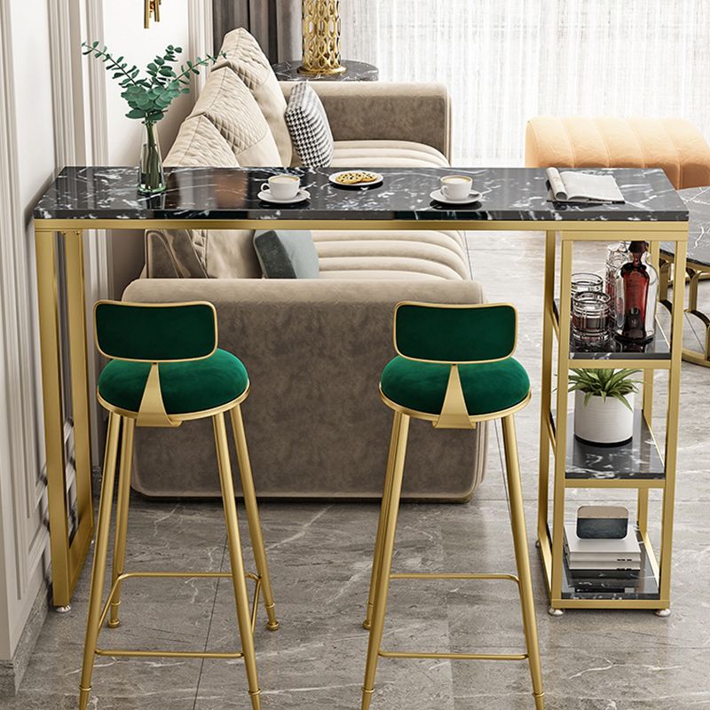 Marble Contemporary Cocktail Bar Table with Storage Rectangle Counter Table