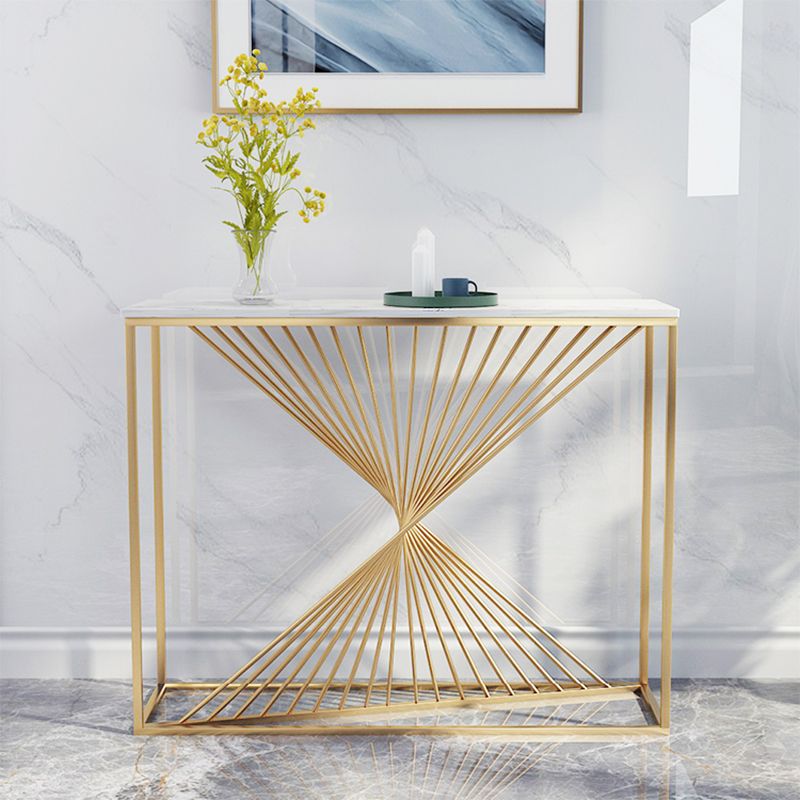 12 inch Wide Glam Console Table in White/Black Abstract Console Table