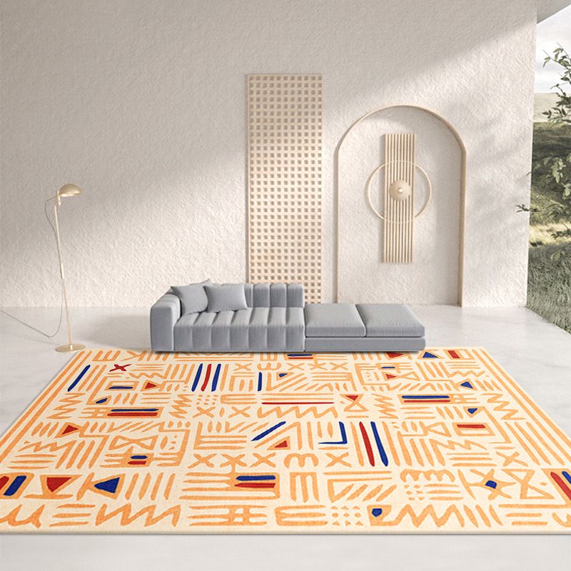 Retro Home Decoration Indoor Rug Polyester Tribal Pattern Rug Non-Slip Backing Area Carpet