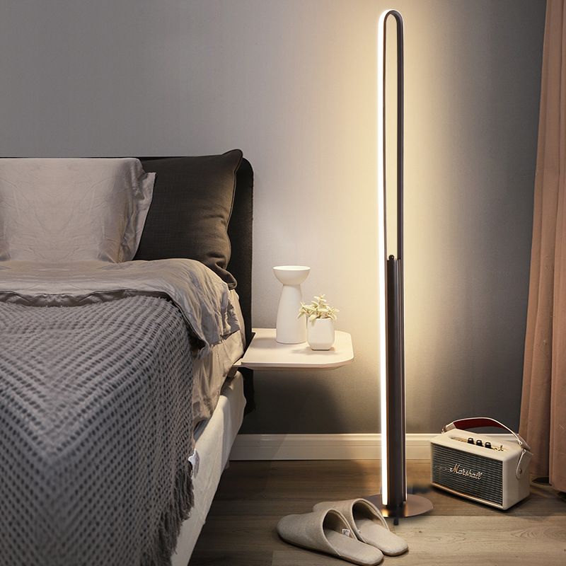 Acrylic Tubular Reading Floor Lighting Minimalist Black/White/Gold LED Standing Lamp in Warm/White Light