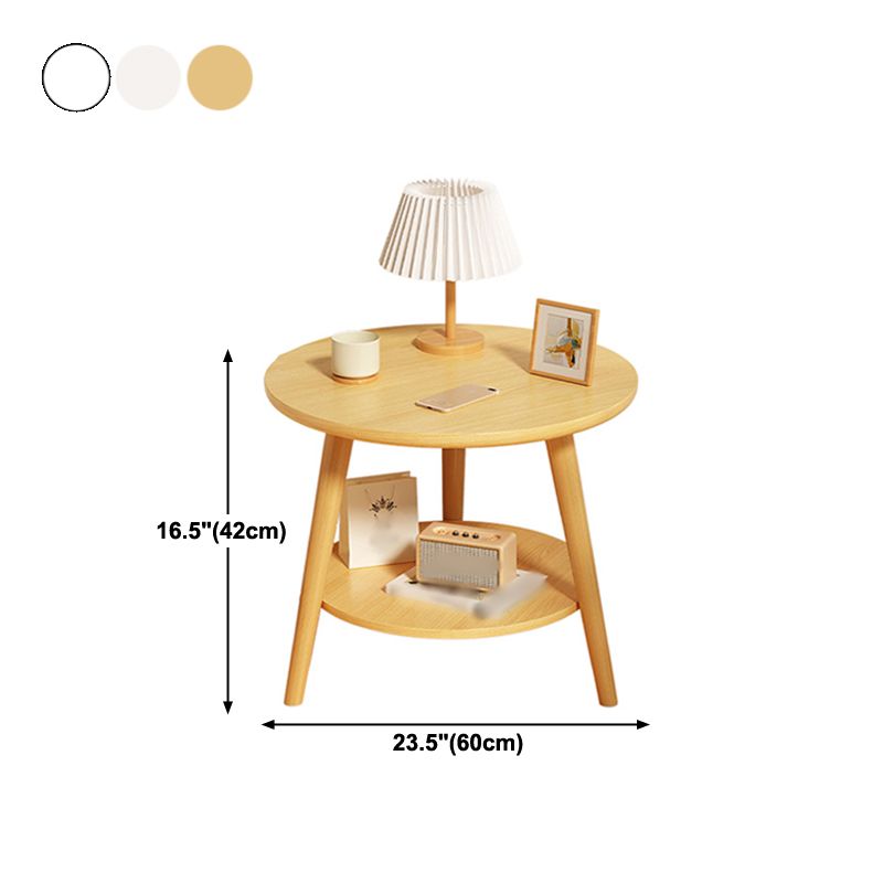 Round Modern Nightstand Imitation Wood Open Storage Night Table with Legs