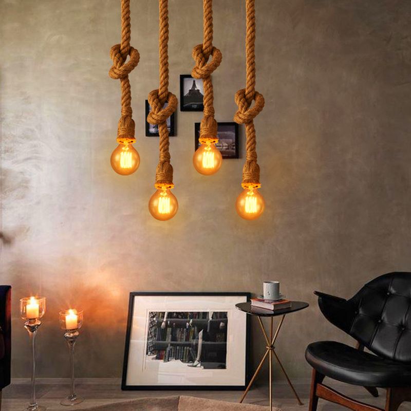 Retro Hemp Corde Pendant Light American Industrial Style Loft Hanglamp Lightture